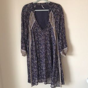 Free People Purple Floral Swing Dress XS
